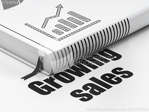 Image of Finance concept: book Growth Graph, Growing Sales on white background