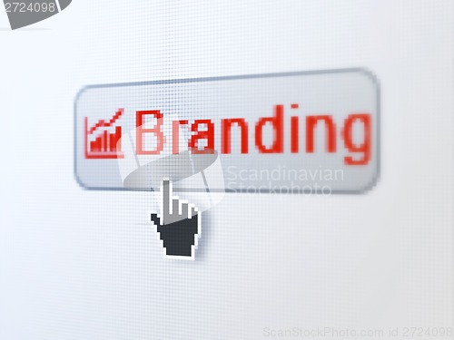Image of Marketing concept: Branding and Growth Graph on digital button background