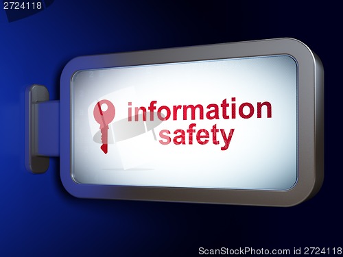 Image of Protection concept: Information Safety and Key on billboard background