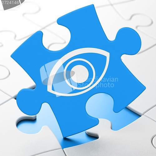 Image of Security concept: Eye on puzzle background