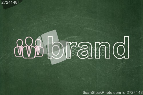 Image of Marketing concept: Business People and Brand on chalkboard background