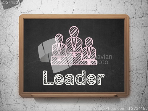 Image of Finance concept: Business Team and Leader on chalkboard background