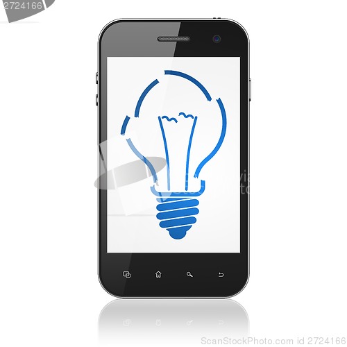 Image of Business concept: Light Bulb on smartphone