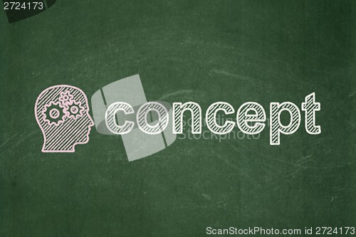 Image of Marketing concept: Head With Gears and Concept on chalkboard background