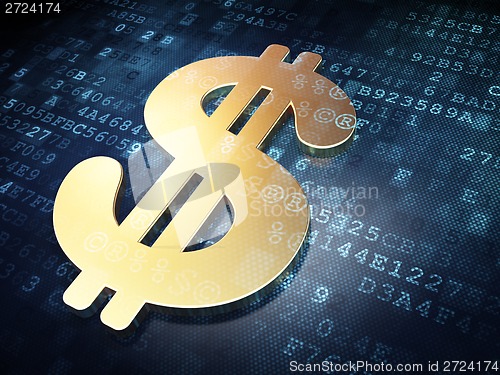 Image of Currency concept: Golden Dollar on digital background