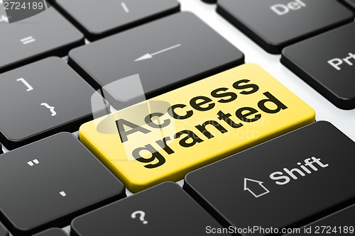 Image of Privacy concept: Access Granted on computer keyboard background