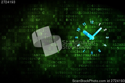 Image of Time concept: Clock on digital background