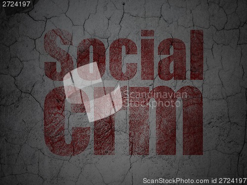 Image of Finance concept: Social CRM on grunge wall background