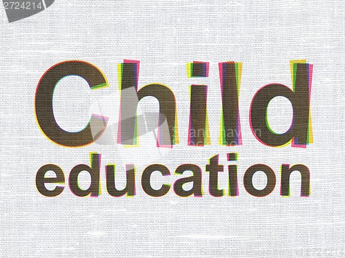 Image of Child Education on fabric texture background