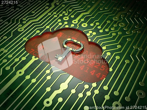 Image of Technology concept: Cloud With Key on circuit board background