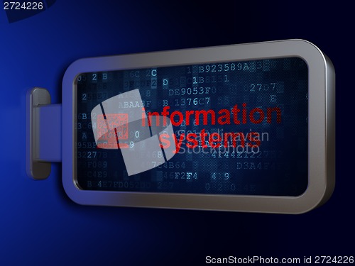 Image of Data concept: Information Systems and Computer Pc on billboard background