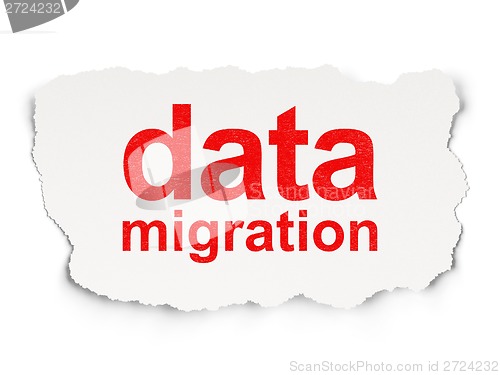 Image of Data Migration on Paper background