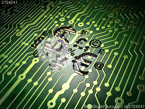 Image of Advertising concept: Finance Symbol on circuit board background