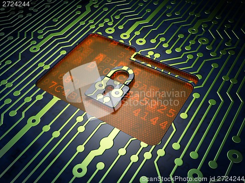 Image of Finance concept: Folder With Lock on circuit board background