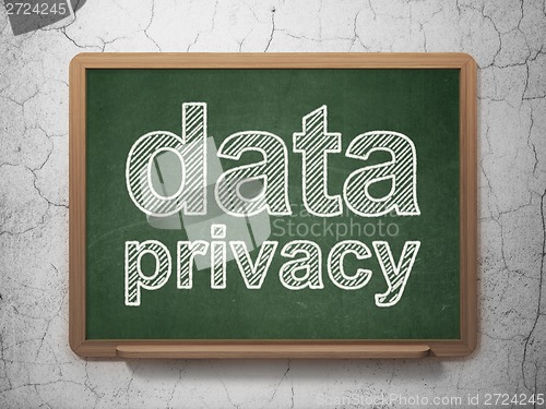 Image of Safety concept: Data Privacy on chalkboard background