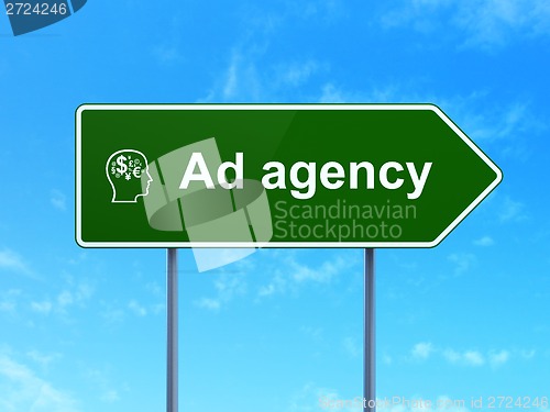 Image of Advertising concept: Ad Agency and Head With Finance Symbol