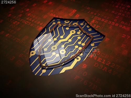Image of Protection concept: Shield on digital screen background