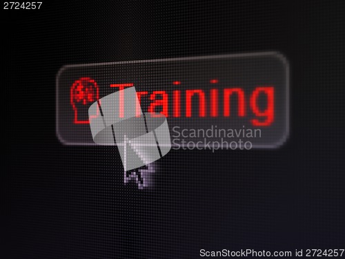 Image of Education concept: Training and Head With Finance Symbol on button
