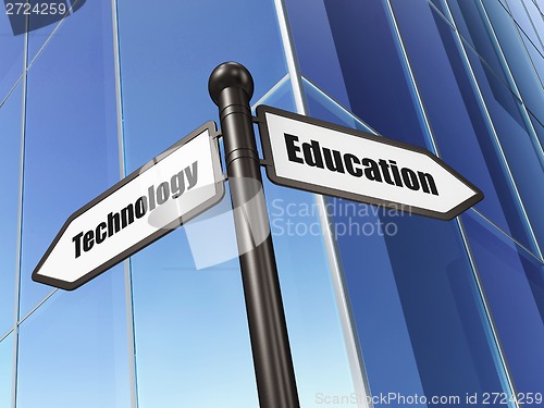 Image of Education Technology on Building background