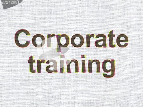 Image of Education concept: Corporate Training on fabric texture background