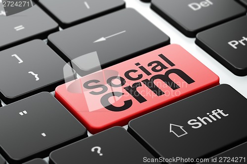 Image of Business concept: Social CRM on computer keyboard background