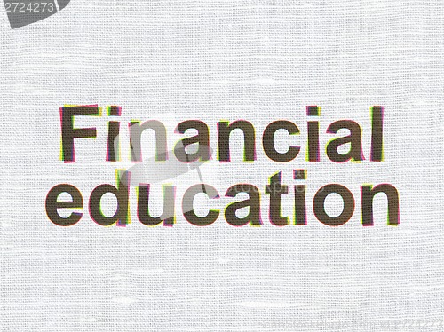 Image of Financial Education on fabric texture background