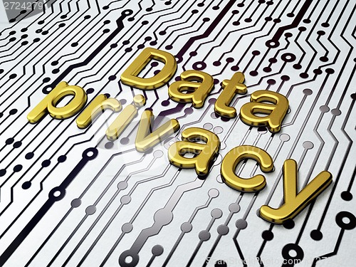 Image of Golden Data Privacy on Circuit Board background