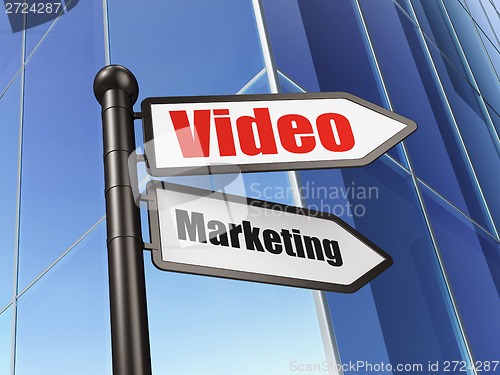 Image of Finance concept: sign Video Marketing on Building background