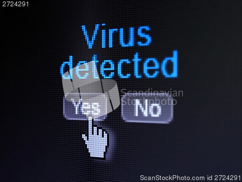 Image of Privacy concept: Virus Detected on digital computer screen