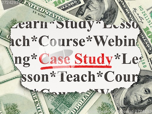Image of Education concept: Case Study on Money background