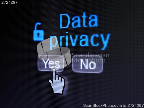 Image of Security concept: Opened Padlock icon and Data Privacy on digital