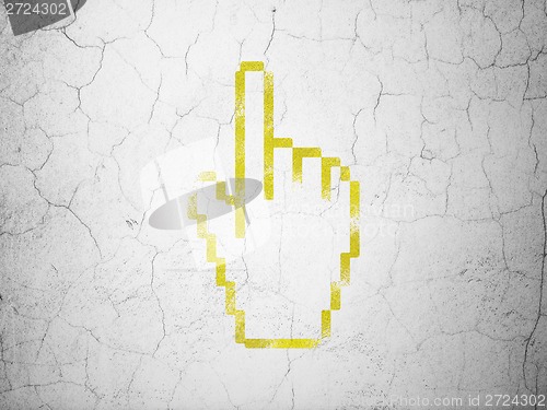 Image of Web design concept: Mouse Cursor on wall background