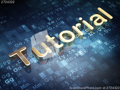 Image of Education concept: Golden Tutorial on digital background