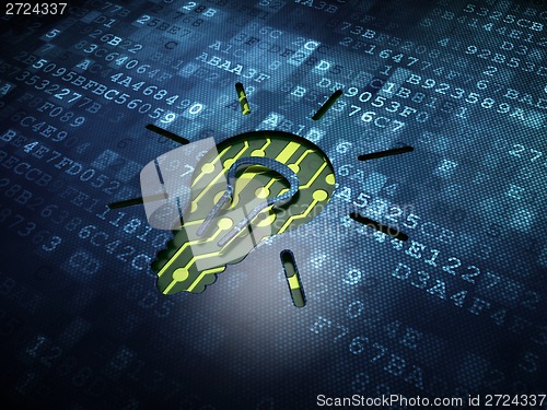 Image of Finance concept: Light Bulb on digital screen background