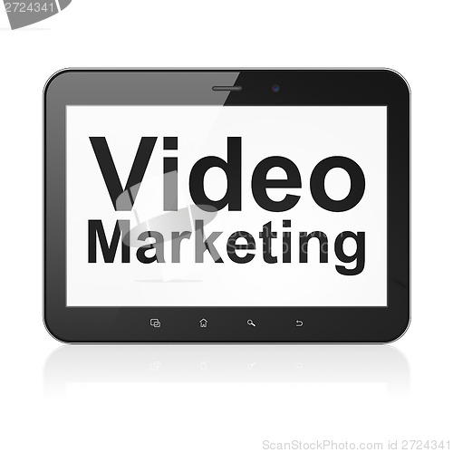 Image of Business concept: Video Marketing on tablet pc computer