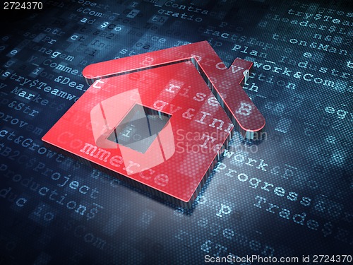 Image of Finance concept: Red Home on digital background