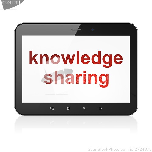 Image of Education concept: Knowledge Sharing on tablet pc computer