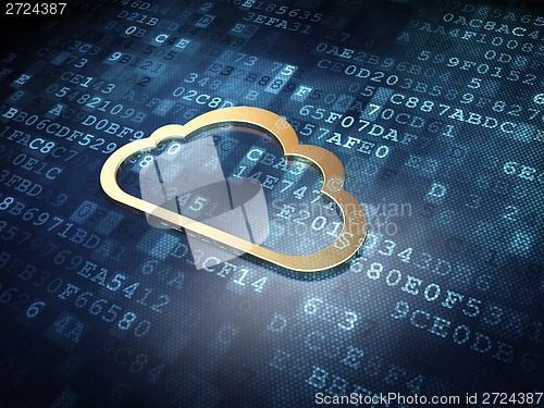 Image of Computing concept: Golden Cloud on digital background