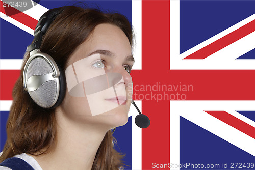 Image of young woman with head set