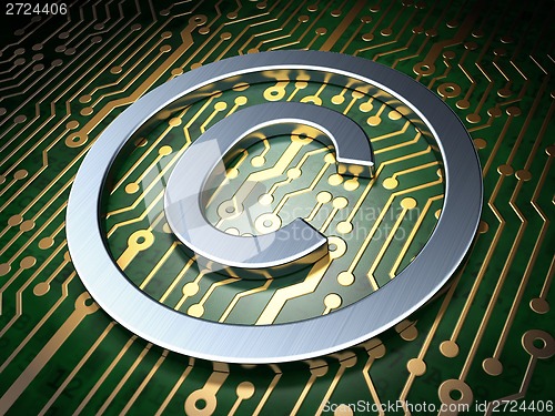 Image of Law concept: Copyright on circuit board background