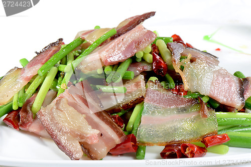 Image of Chinese Food: Fried bacon with vegetable