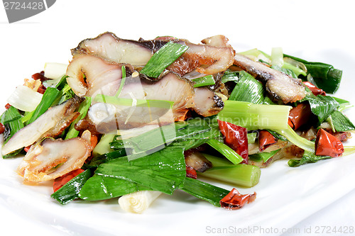 Image of Chinese Food: Fried fish slices with leek