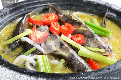 Image of Chinese Food: Boiled fish in a stone pot