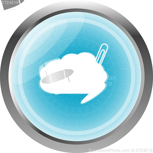 Image of cloud button with clip, web icon isolated on white