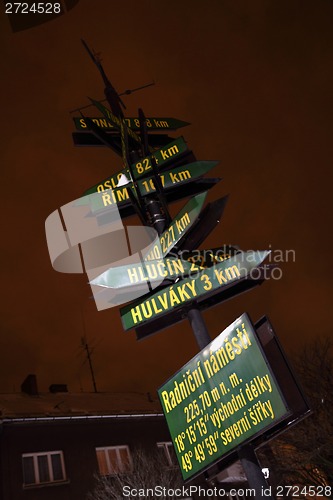 Image of Ostrava in Czech republic guide-post