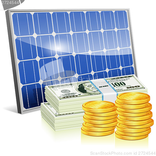 Image of Solar Panel with Money