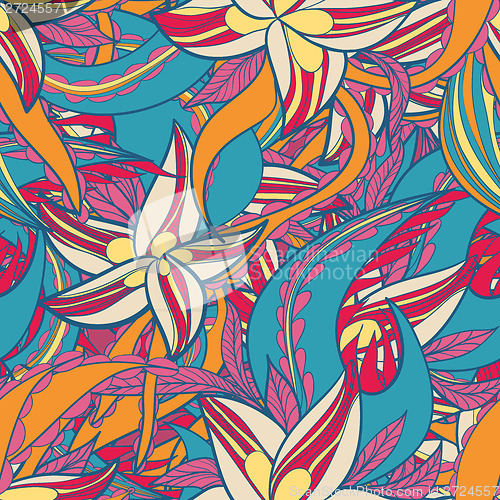 Image of floral pattern with colorful  blooming flowers