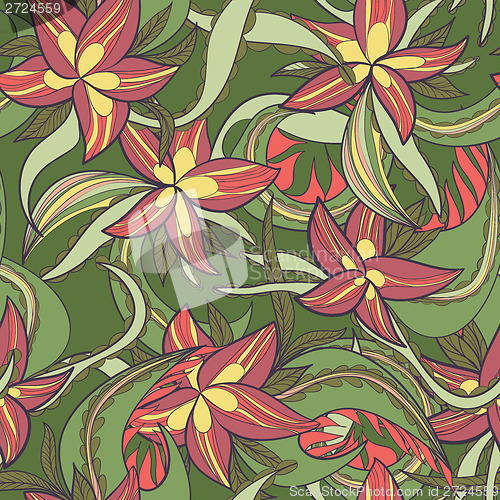 Image of floral pattern with colorful  blooming flowers