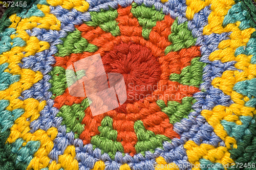 Image of detail close up knitted change purse
