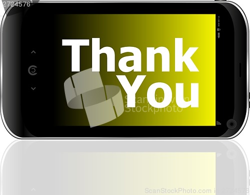 Image of smart phone with thank you word